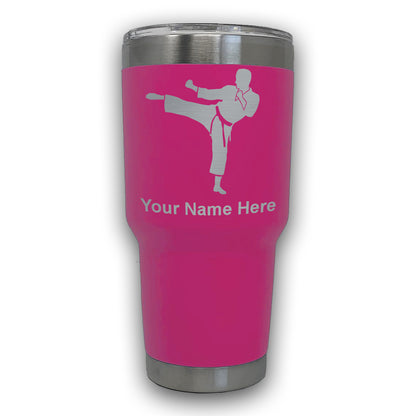 LaserGram 30oz Tumbler Mug, Karate Man, Personalized Engraving Included