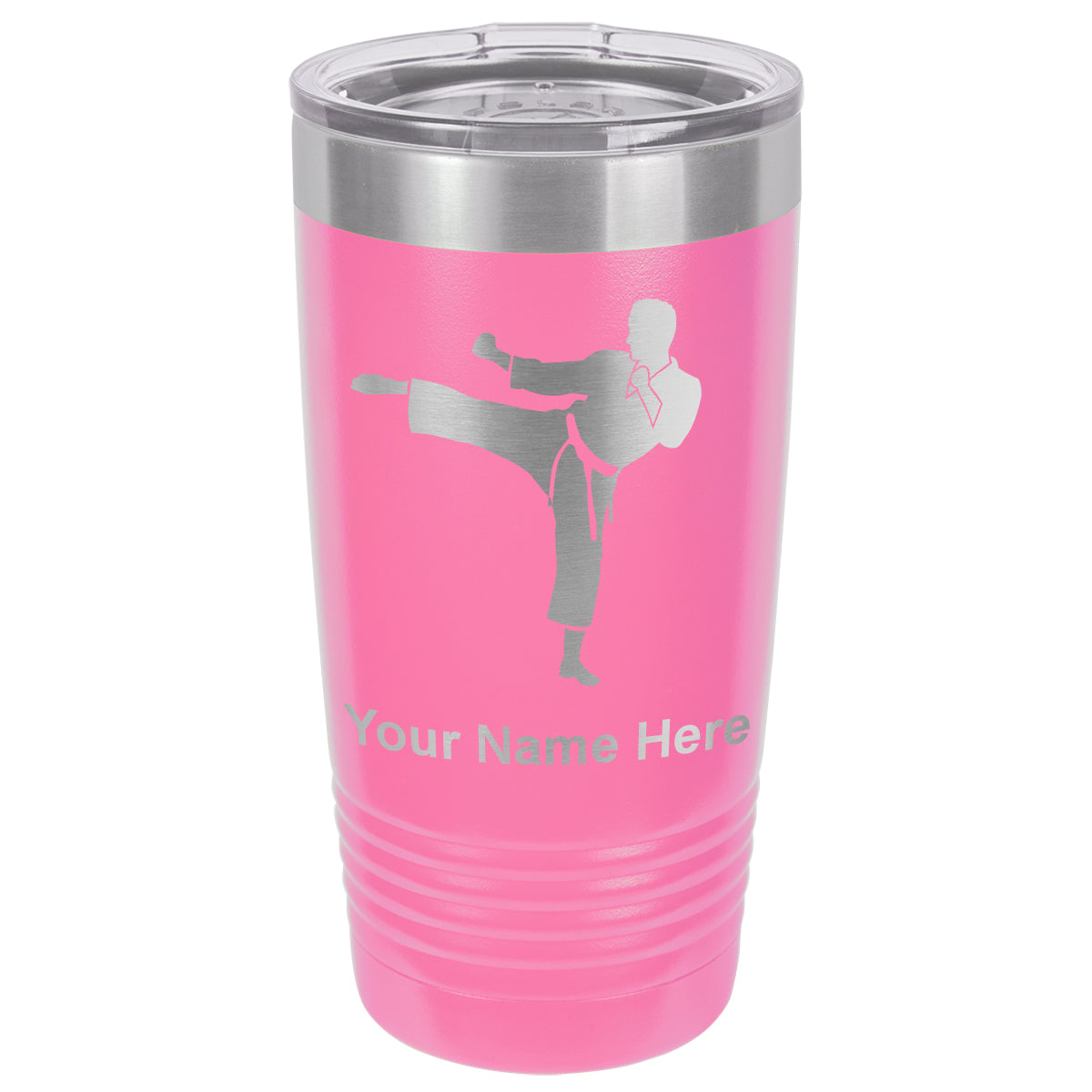 20oz Vacuum Insulated Tumbler Mug, Karate Man, Personalized Engraving Included