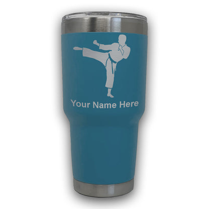 LaserGram 30oz Tumbler Mug, Karate Man, Personalized Engraving Included