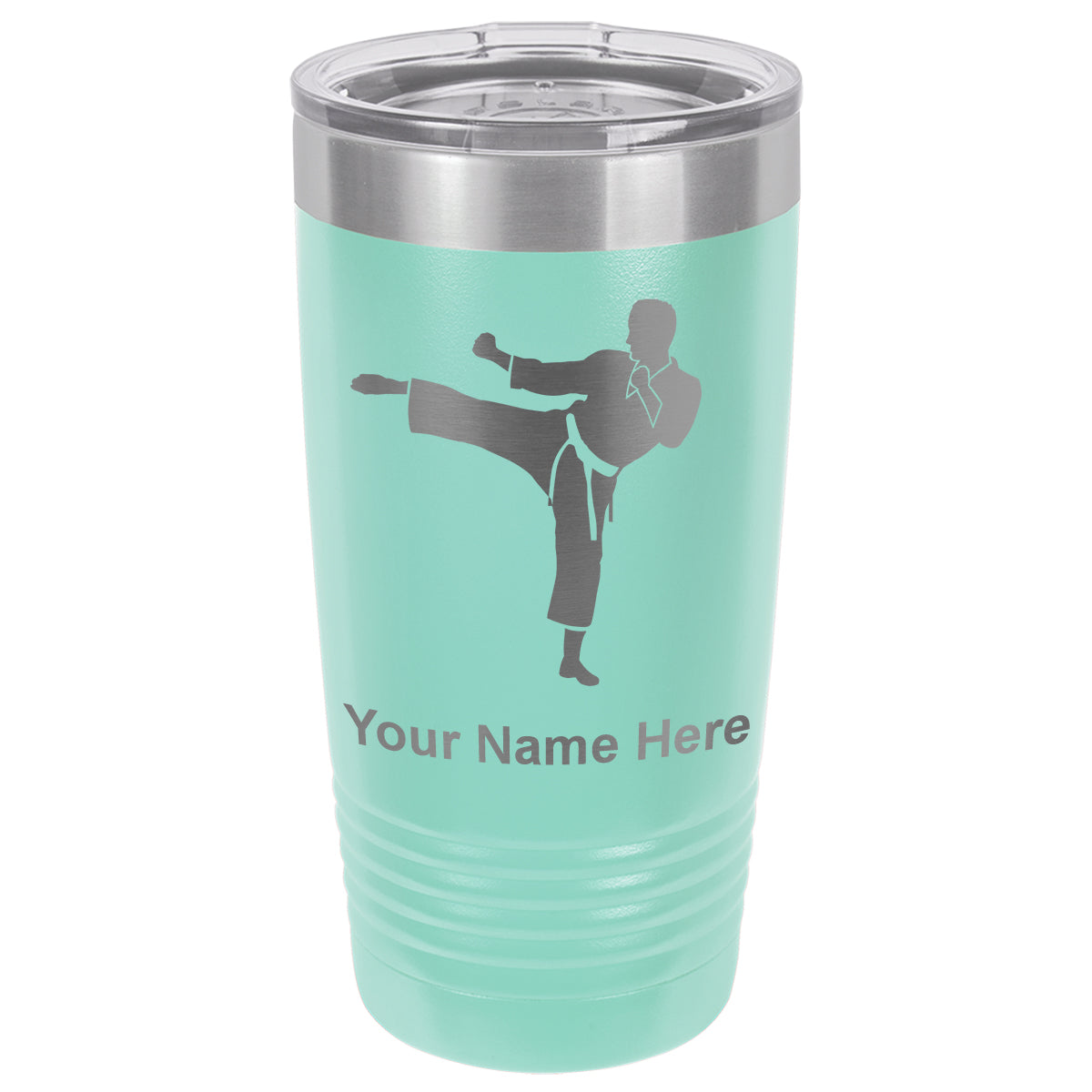 20oz Vacuum Insulated Tumbler Mug, Karate Man, Personalized Engraving Included