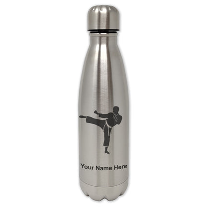 LaserGram Single Wall Water Bottle, Karate Man, Personalized Engraving Included