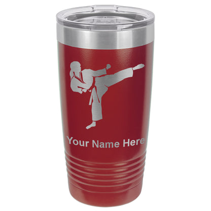 20oz Vacuum Insulated Tumbler Mug, Karate Woman, Personalized Engraving Included
