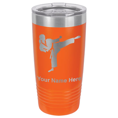 20oz Vacuum Insulated Tumbler Mug, Karate Woman, Personalized Engraving Included