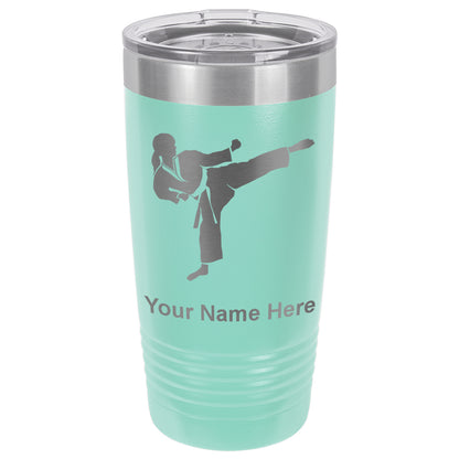 20oz Vacuum Insulated Tumbler Mug, Karate Woman, Personalized Engraving Included