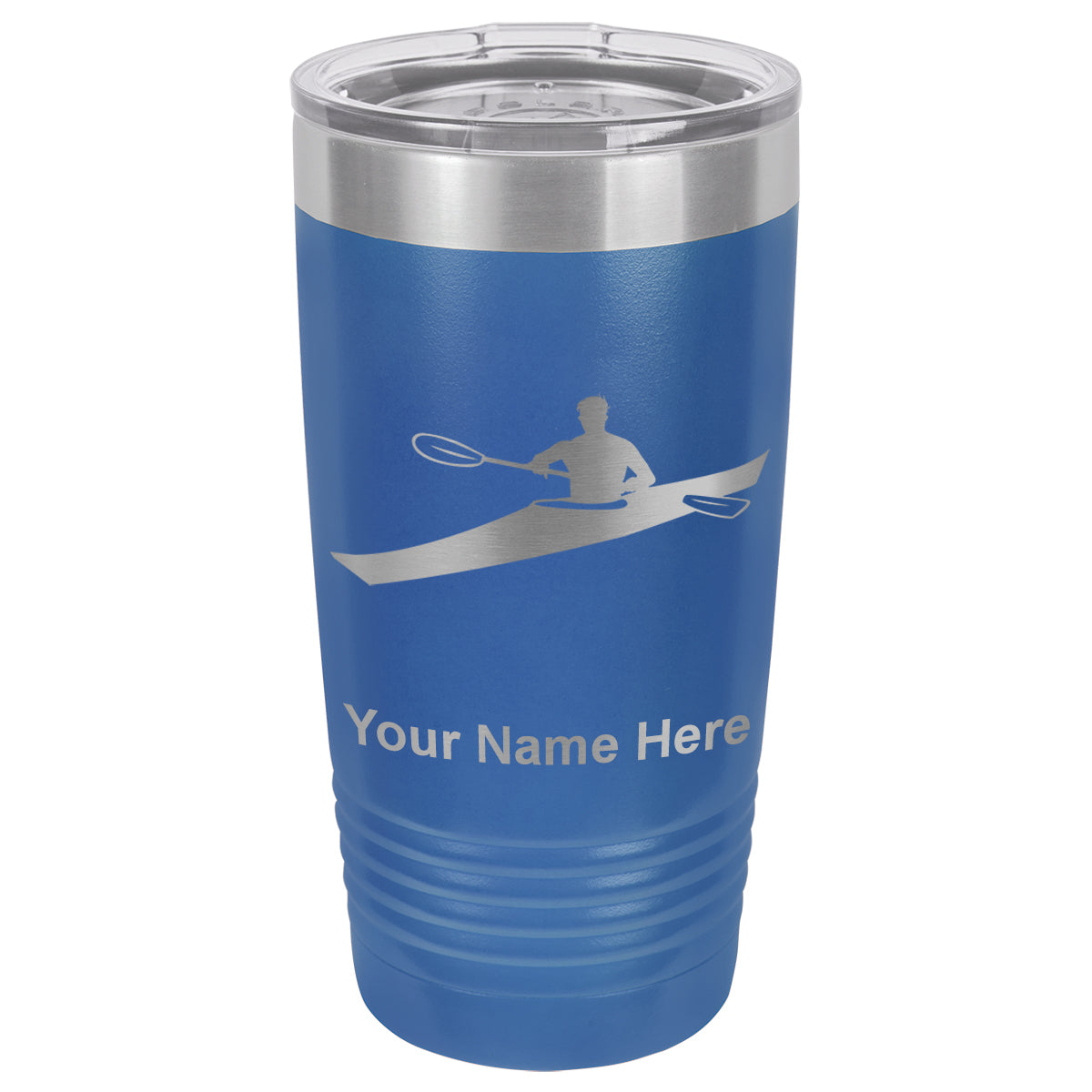 20oz Vacuum Insulated Tumbler Mug, Kayak Man, Personalized Engraving Included