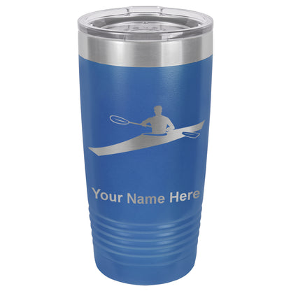 20oz Vacuum Insulated Tumbler Mug, Kayak Man, Personalized Engraving Included