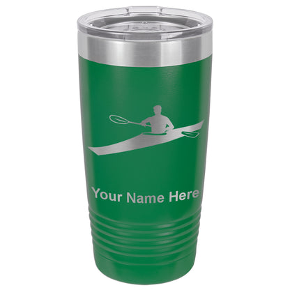 20oz Vacuum Insulated Tumbler Mug, Kayak Man, Personalized Engraving Included
