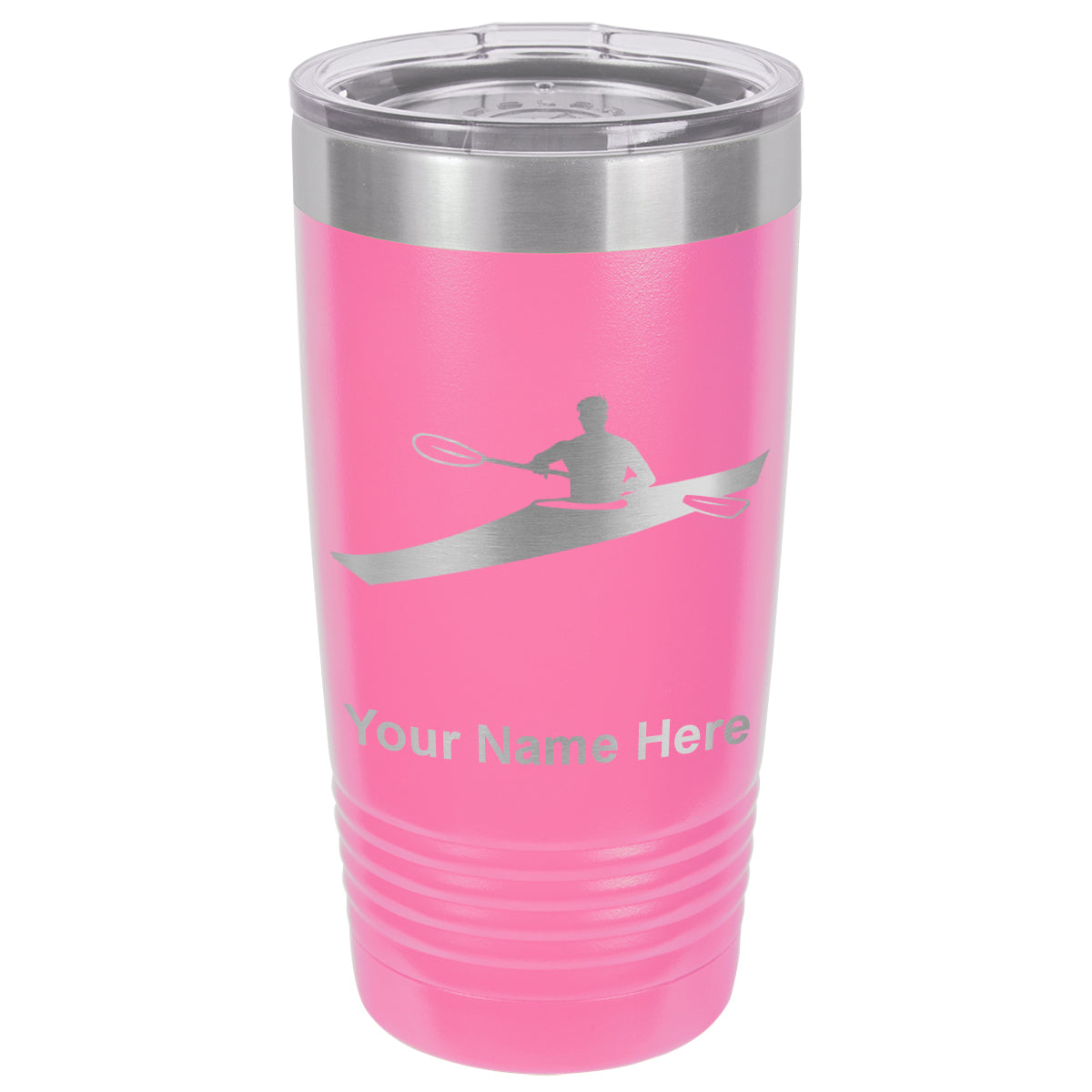 20oz Vacuum Insulated Tumbler Mug, Kayak Man, Personalized Engraving Included