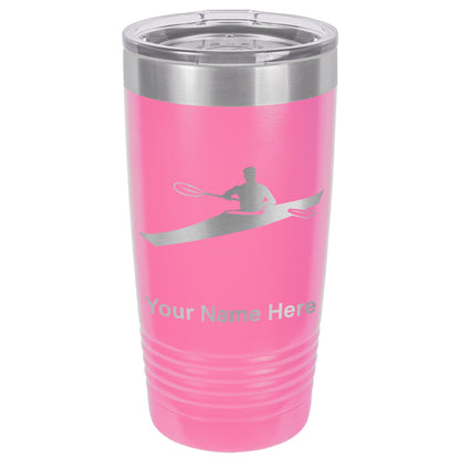 20oz Vacuum Insulated Tumbler Mug, Kayak Man, Personalized Engraving Included