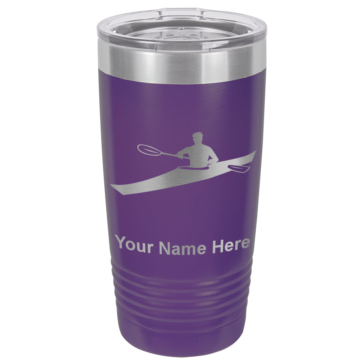 20oz Vacuum Insulated Tumbler Mug, Kayak Man, Personalized Engraving Included