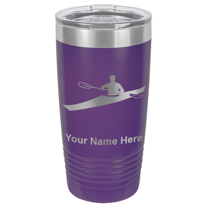 20oz Vacuum Insulated Tumbler Mug, Kayak Man, Personalized Engraving Included