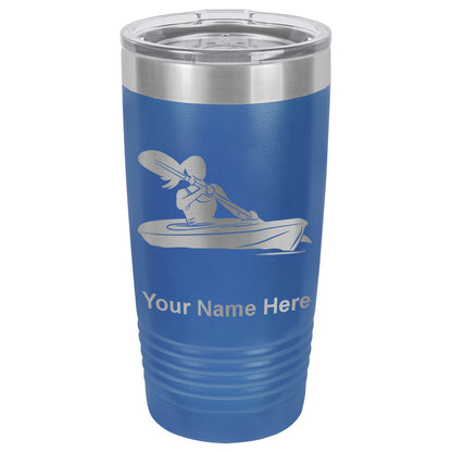 20oz Vacuum Insulated Tumbler Mug, Kayak Woman, Personalized Engraving Included