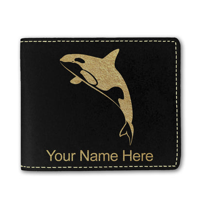 Faux Leather Bi-Fold Wallet, Killer Whale, Personalized Engraving Included