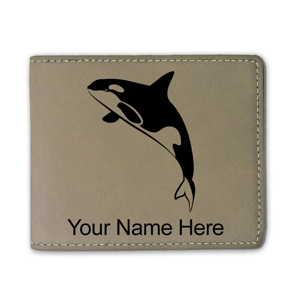 Faux Leather Bi-Fold Wallet, Killer Whale, Personalized Engraving Included