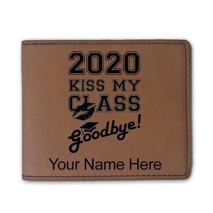 Faux Leather Bi-Fold Wallet, Kiss My Class Goodbye 2020, 2021, 2022, 2023, 2024, 2025, Personalized Engraving Included