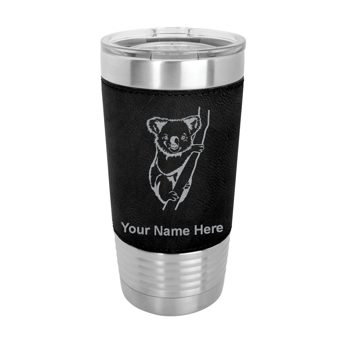 20oz Faux Leather Tumbler Mug, Koala Bear, Personalized Engraving Included - LaserGram Custom Engraved Gifts