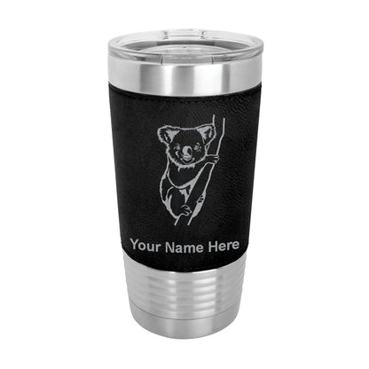 20oz Faux Leather Tumbler Mug, Koala Bear, Personalized Engraving Included - LaserGram Custom Engraved Gifts