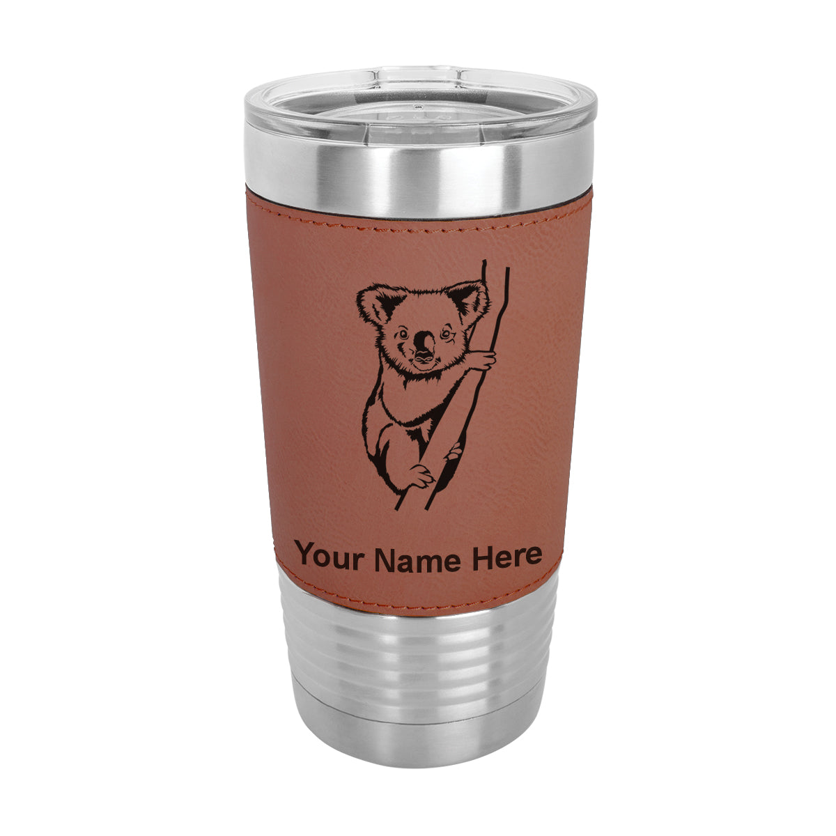 20oz Faux Leather Tumbler Mug, Koala Bear, Personalized Engraving Included - LaserGram Custom Engraved Gifts