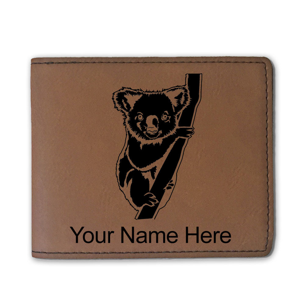 Faux Leather Bi-Fold Wallet, Koala Bear, Personalized Engraving Included