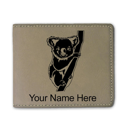 Faux Leather Bi-Fold Wallet, Koala Bear, Personalized Engraving Included