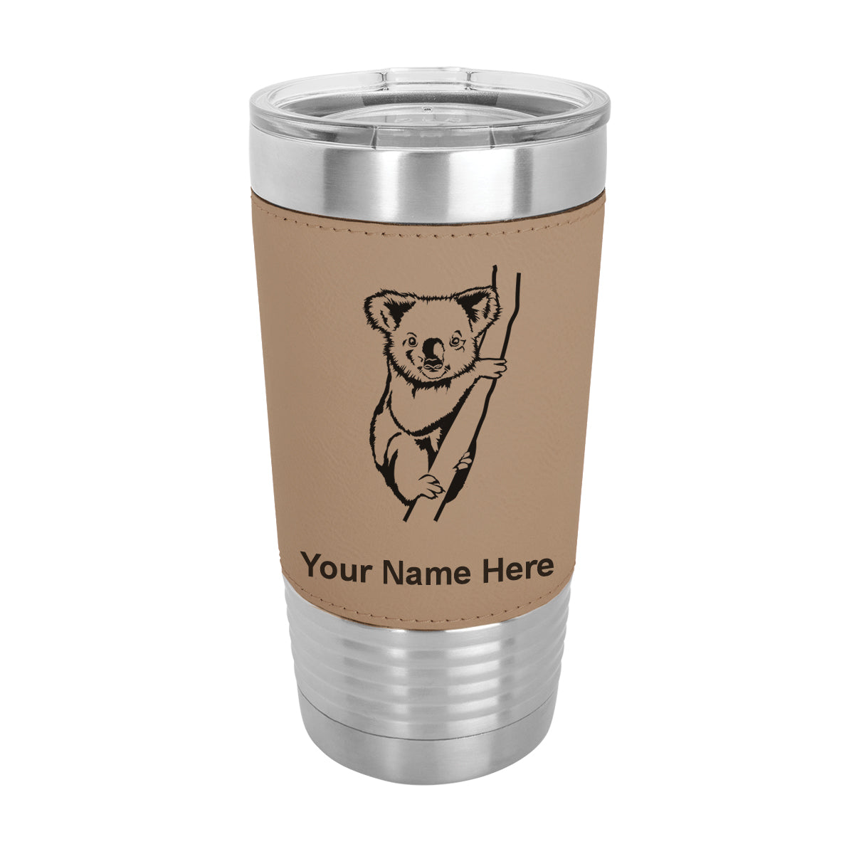 20oz Faux Leather Tumbler Mug, Koala Bear, Personalized Engraving Included - LaserGram Custom Engraved Gifts