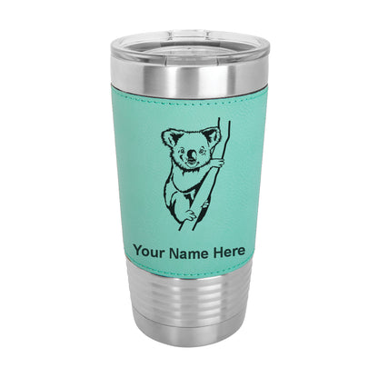 20oz Faux Leather Tumbler Mug, Koala Bear, Personalized Engraving Included - LaserGram Custom Engraved Gifts