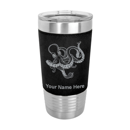 20oz Faux Leather Tumbler Mug, Kraken, Personalized Engraving Included - LaserGram Custom Engraved Gifts