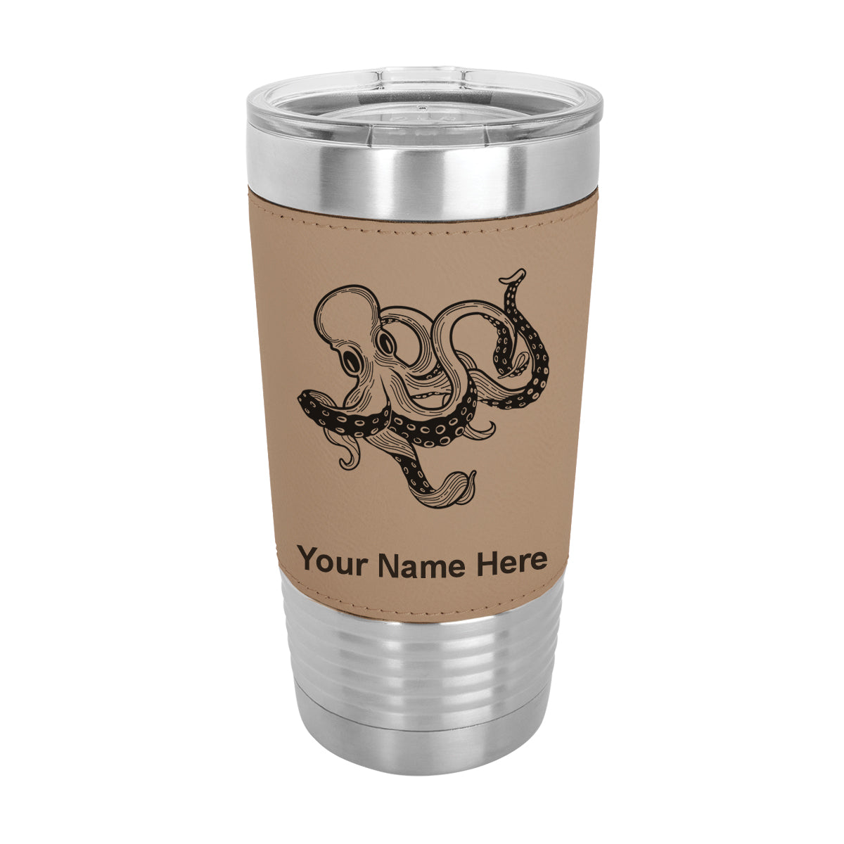 20oz Faux Leather Tumbler Mug, Kraken, Personalized Engraving Included - LaserGram Custom Engraved Gifts