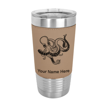 20oz Faux Leather Tumbler Mug, Kraken, Personalized Engraving Included - LaserGram Custom Engraved Gifts