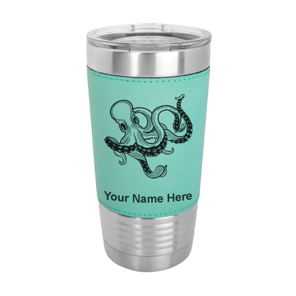 20oz Faux Leather Tumbler Mug, Kraken, Personalized Engraving Included - LaserGram Custom Engraved Gifts