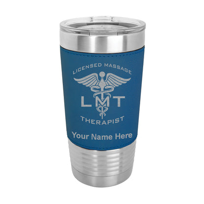 20oz Faux Leather Tumbler Mug, LMT Licensed Massage Therapist, Personalized Engraving Included - LaserGram Custom Engraved Gifts
