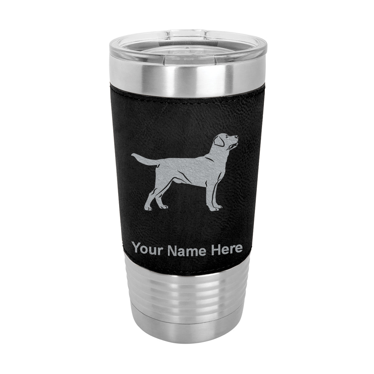 20oz Faux Leather Tumbler Mug, Labrador Retriever Dog, Personalized Engraving Included - LaserGram Custom Engraved Gifts