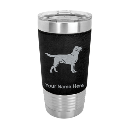 20oz Faux Leather Tumbler Mug, Labrador Retriever Dog, Personalized Engraving Included - LaserGram Custom Engraved Gifts