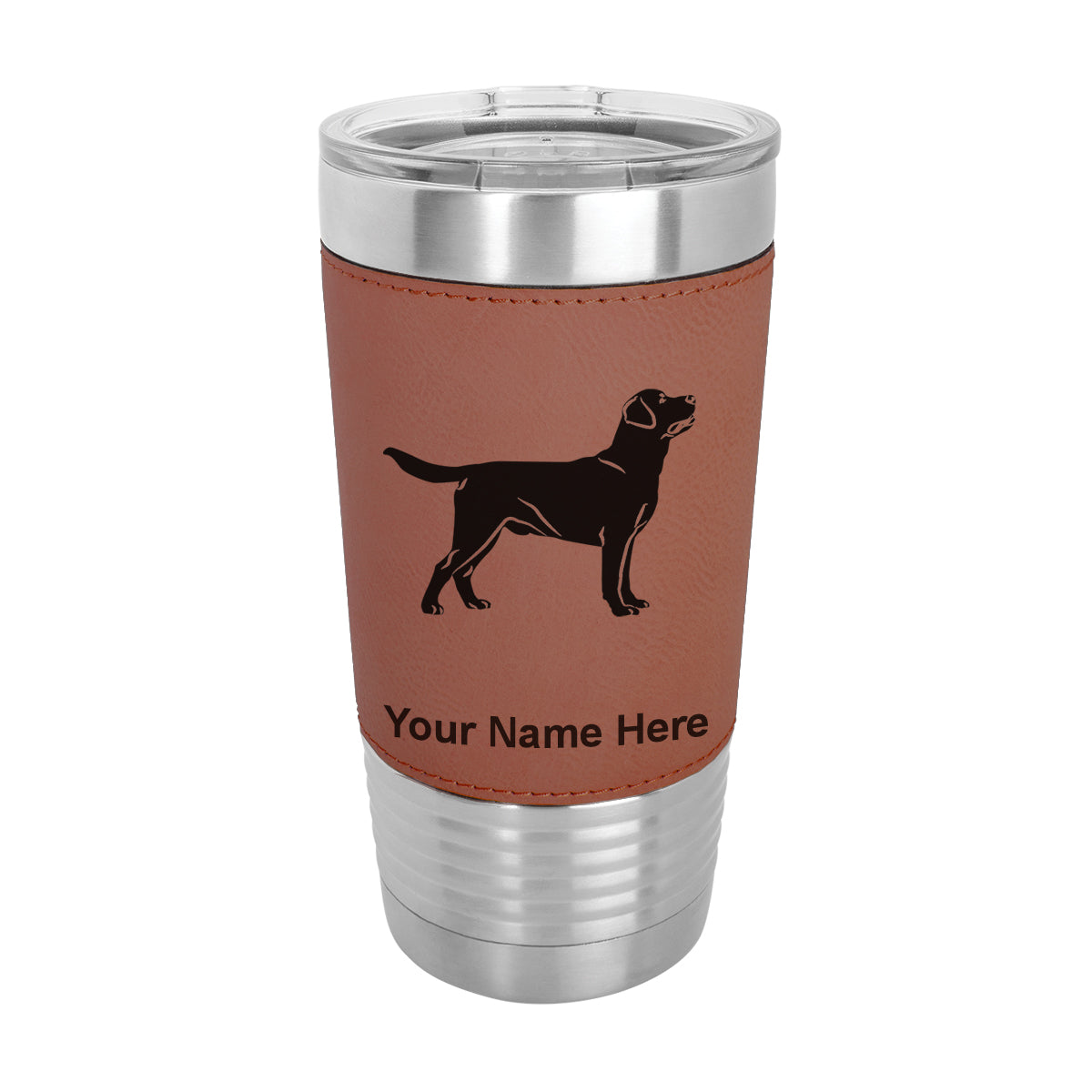 20oz Faux Leather Tumbler Mug, Labrador Retriever Dog, Personalized Engraving Included - LaserGram Custom Engraved Gifts