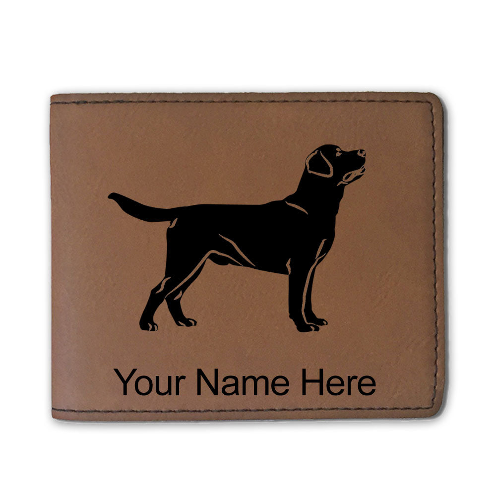 Faux Leather Bi-Fold Wallet, Labrador Retriever Dog, Personalized Engraving Included