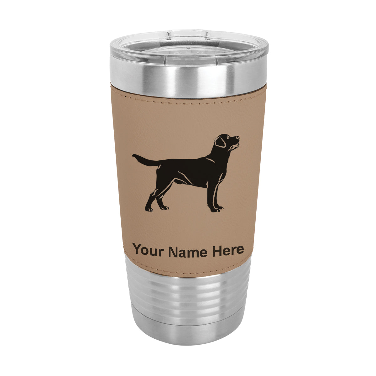 20oz Faux Leather Tumbler Mug, Labrador Retriever Dog, Personalized Engraving Included - LaserGram Custom Engraved Gifts