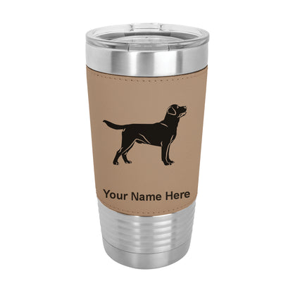20oz Faux Leather Tumbler Mug, Labrador Retriever Dog, Personalized Engraving Included - LaserGram Custom Engraved Gifts