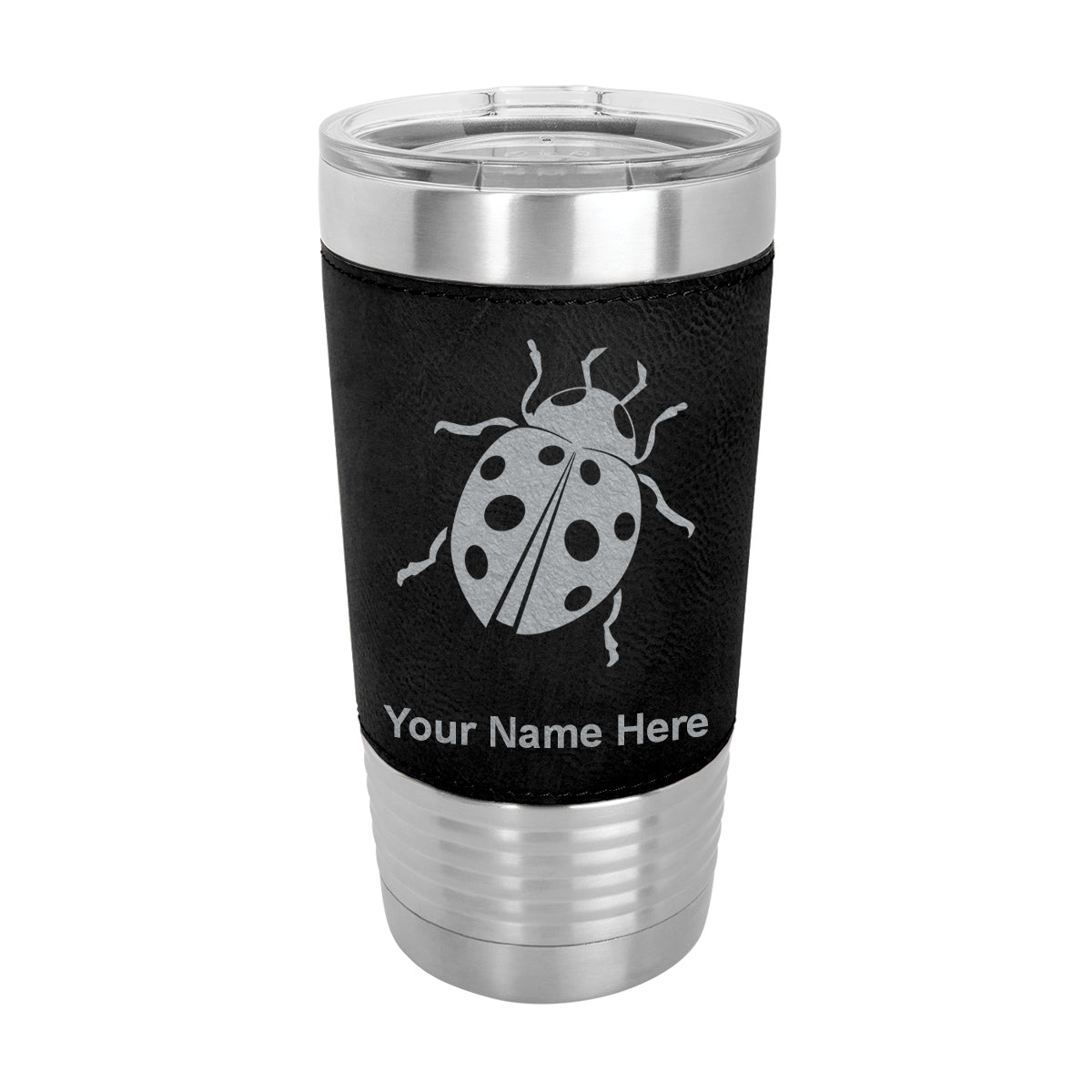 20oz Faux Leather Tumbler Mug, Ladybug, Personalized Engraving Included - LaserGram Custom Engraved Gifts