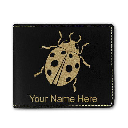 Faux Leather Bi-Fold Wallet, Ladybug, Personalized Engraving Included