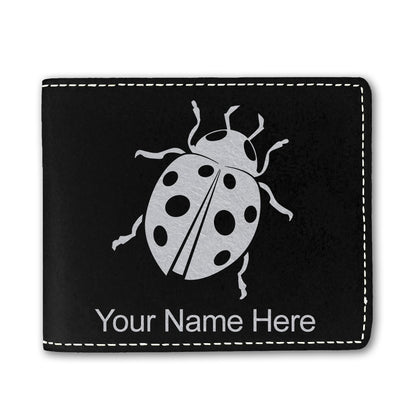 Faux Leather Bi-Fold Wallet, Ladybug, Personalized Engraving Included