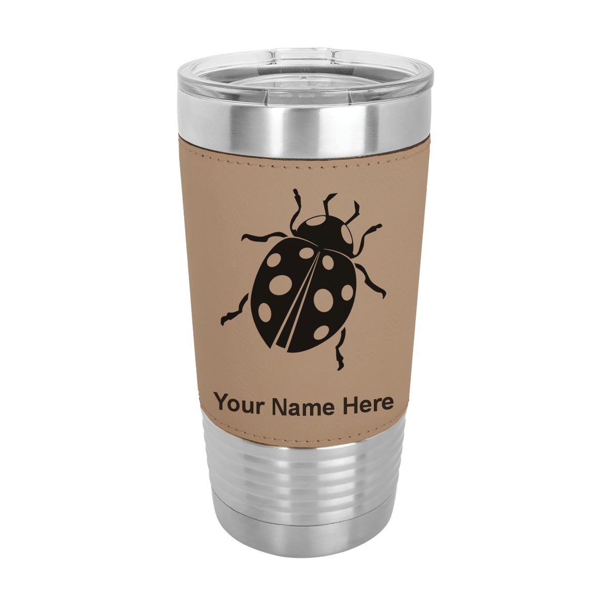 20oz Faux Leather Tumbler Mug, Ladybug, Personalized Engraving Included - LaserGram Custom Engraved Gifts