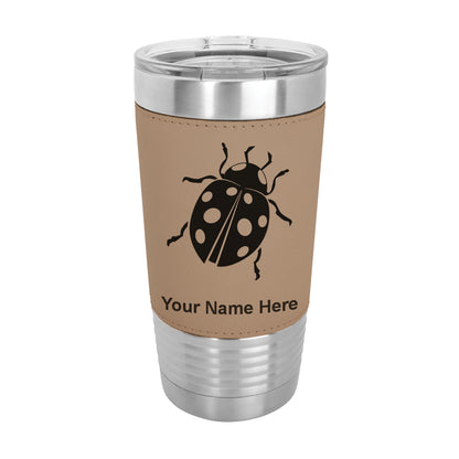 20oz Faux Leather Tumbler Mug, Ladybug, Personalized Engraving Included - LaserGram Custom Engraved Gifts