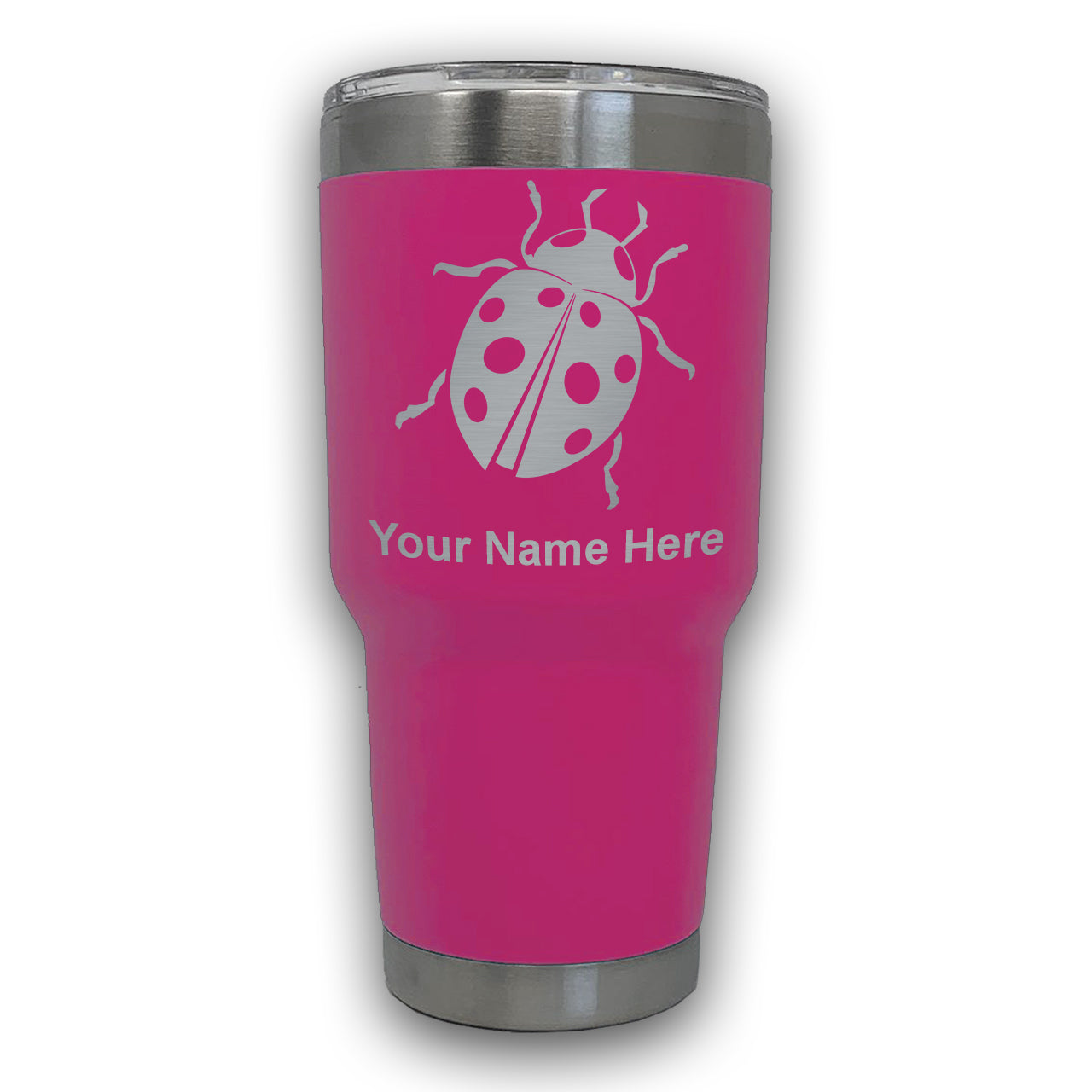 LaserGram 30oz Tumbler Mug, Ladybug, Personalized Engraving Included