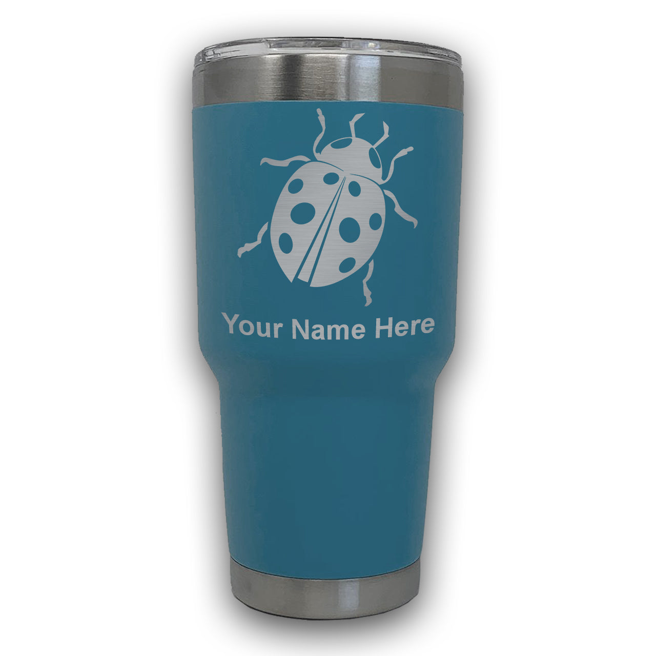LaserGram 30oz Tumbler Mug, Ladybug, Personalized Engraving Included