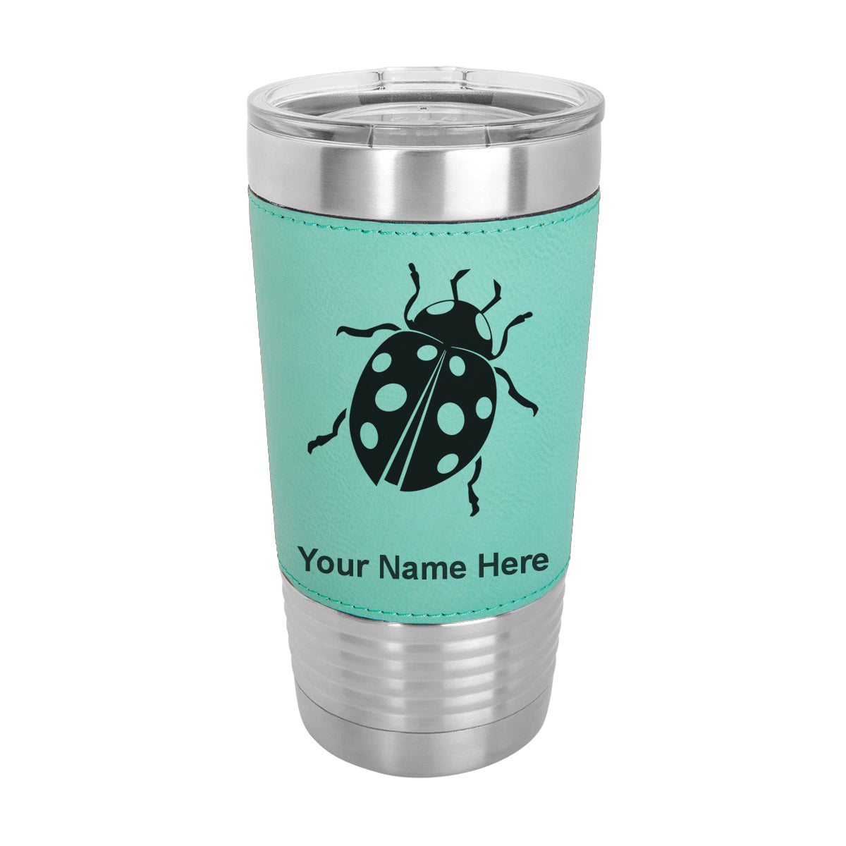 20oz Faux Leather Tumbler Mug, Ladybug, Personalized Engraving Included - LaserGram Custom Engraved Gifts