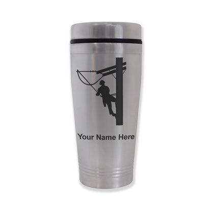 Commuter Travel Mug, Lineman, Personalized Engraving Included