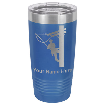 20oz Vacuum Insulated Tumbler Mug, Lineman, Personalized Engraving Included