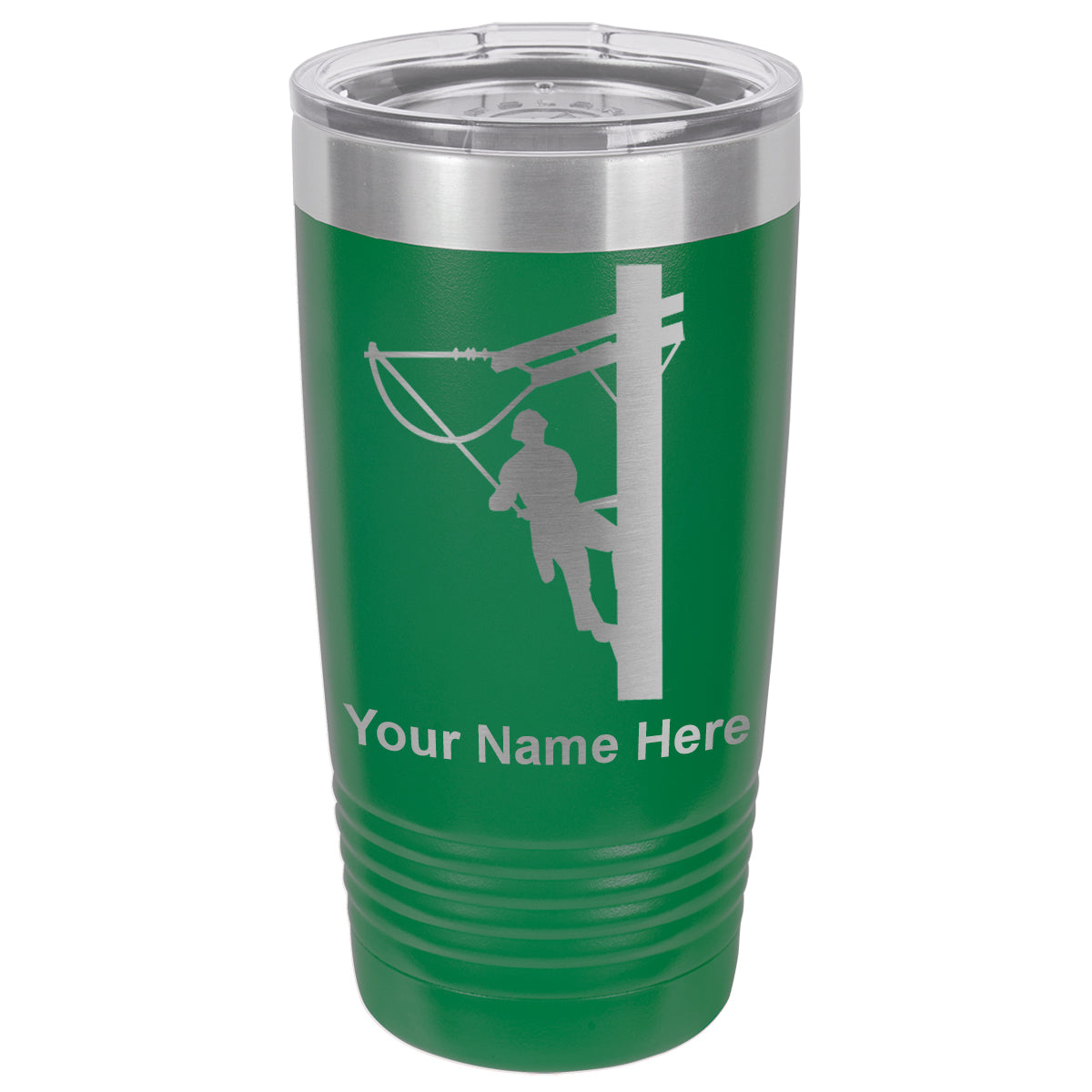 20oz Vacuum Insulated Tumbler Mug, Lineman, Personalized Engraving Included