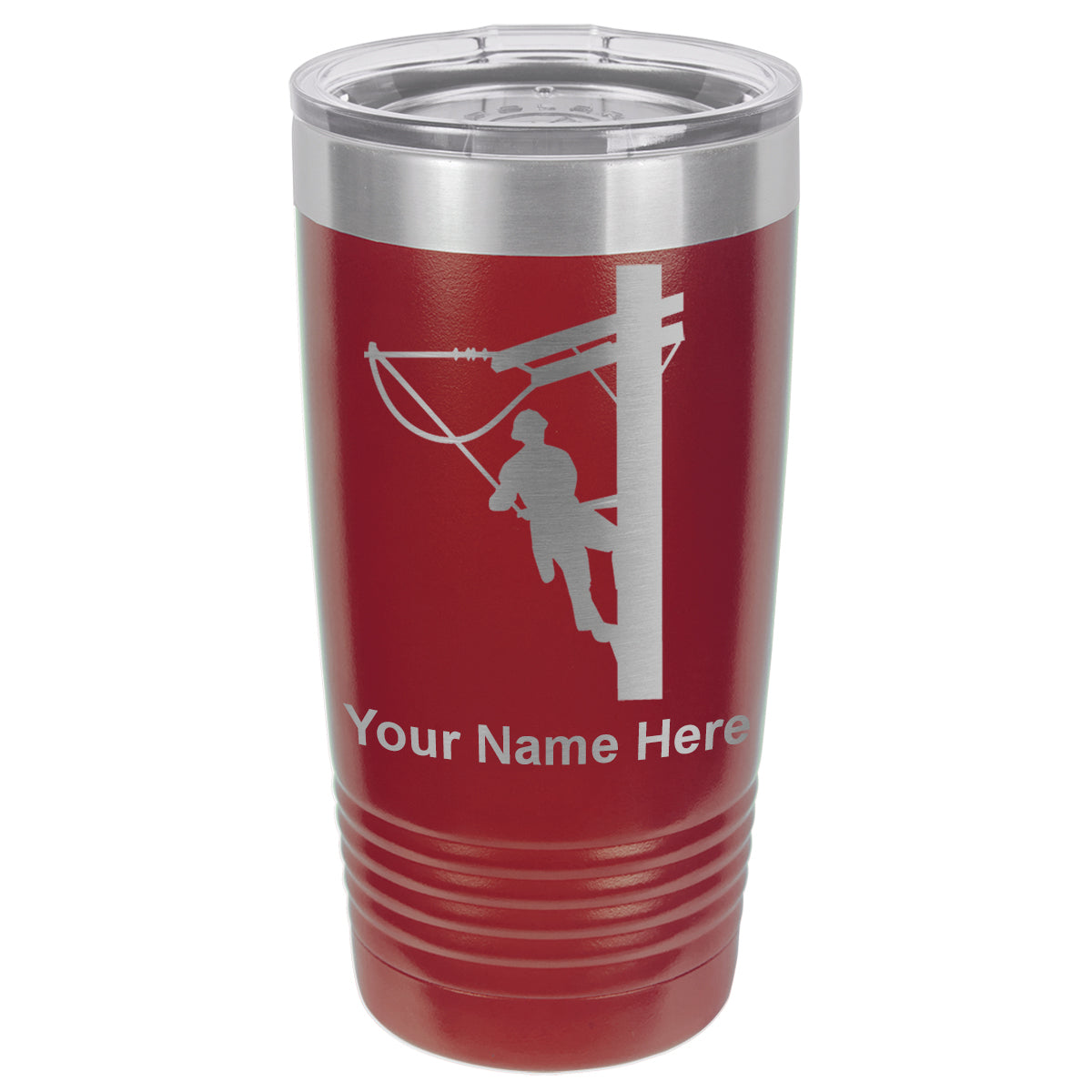 20oz Vacuum Insulated Tumbler Mug, Lineman, Personalized Engraving Included