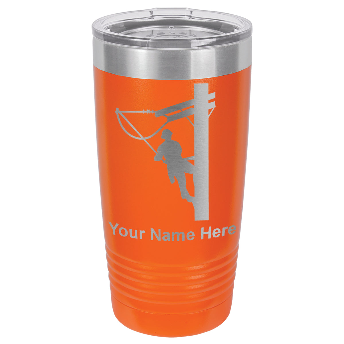 20oz Vacuum Insulated Tumbler Mug, Lineman, Personalized Engraving Included